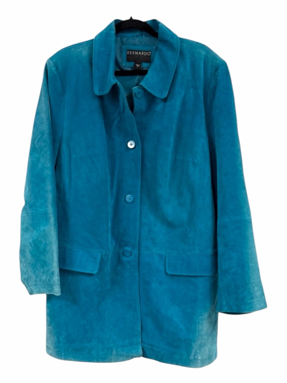 Bernardo Suede Leather Jacket Turquoise Plus Size 2X Western Statement Coat